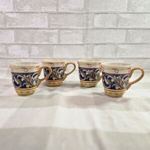 4 Pfaltzgraff Villa Della Luna Coffee Mugs 2004 Colorful Contemporary Whimsical